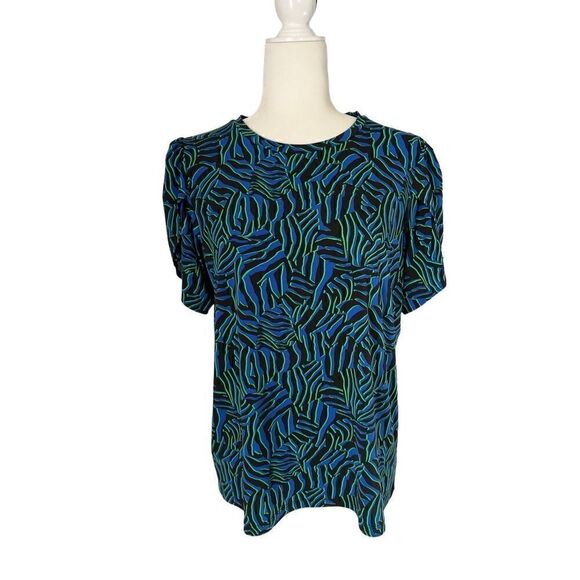 Michael Kors blue and black zebra patterned blouse - M - Picture 1 of 8